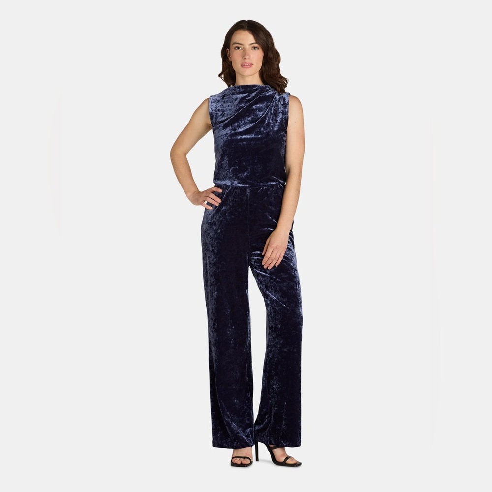 Velvet Jumpsuit purple blue Nine Eight Sz 12 NWT Whimsigoth Witchy Fall Grunge